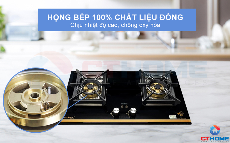 Họng bếp được làm bằng chất liệu đồng 100%