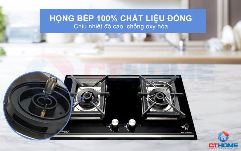 Họng bếp được làm bằng chất liệu đồng 100%