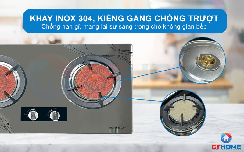 Kiềng gang đúc dạng chống trượt đi kèm khay inox cao cấp