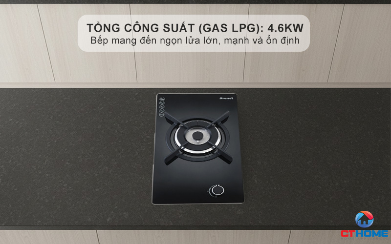 Tổng công suất (gas LPG): 4.6kW
