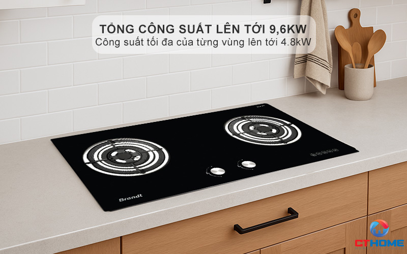 Tổng công suất lên tới 9,6kW (Town gas)