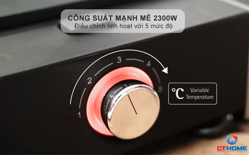 Công suất  mạnh mẽ 2300W - Điều chỉnh linh hoạt với 5 mức độ