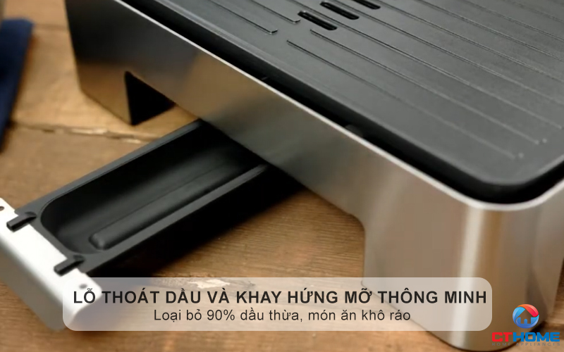 Lỗ thoát dầu và khay hứng mỡ thông minh - Loại bỏ 90% dầu thừa, món ăn khô ráo