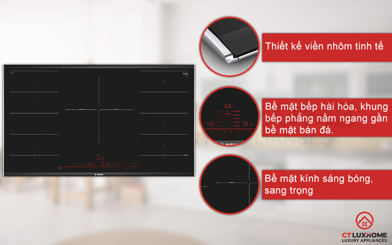 Thiết kế viền nhôm chắc chắn, mặt kính sáng bóng