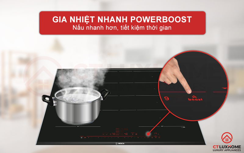 Bếp từ PXY875DE3E  nóng nhanh hơn với chức năng gia nhiệt nhanh PowerBoost