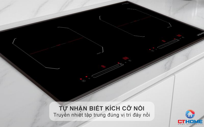 Vùng nấu từ tự nhận biết kích cỡ xoong nồi