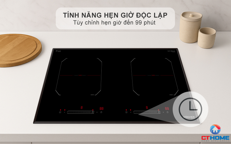 Tính năng hẹn giờ độc lập cho từng vùng nấu