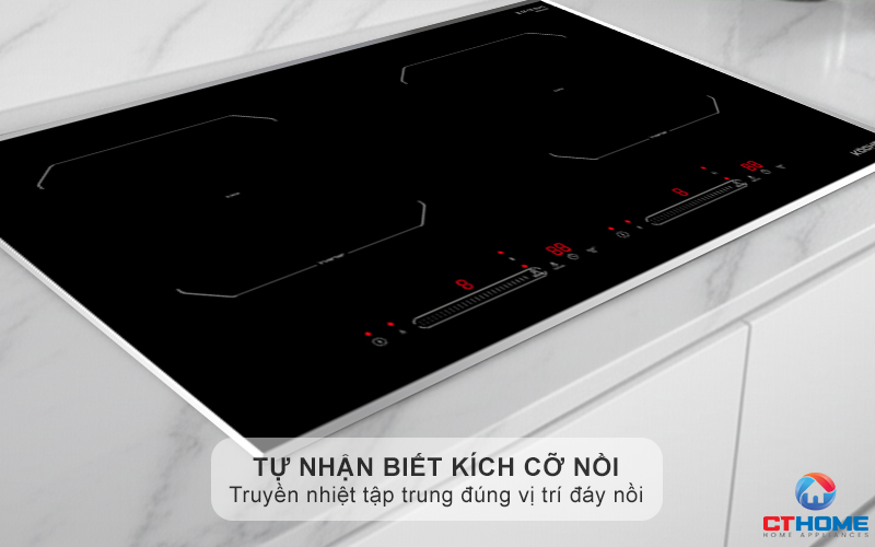 Vùng nấu từ tự nhận biết kích cỡ xoong nồi