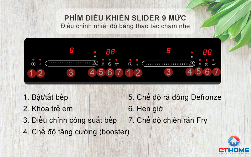 Phím điều khiển Slider 9 mức công suất