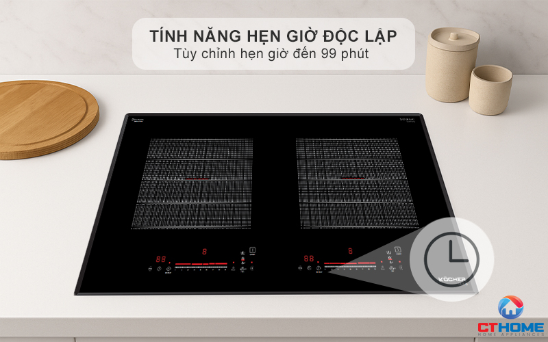 Tính năng hẹn giờ độc lập cho từng vùng nấu
