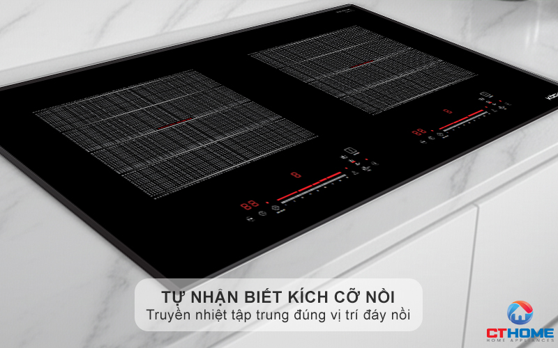 Vùng nấu từ tự nhận biết kích cỡ xoong nồi