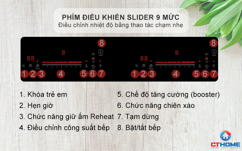 Phím điều khiển Slider 9 mức công suất