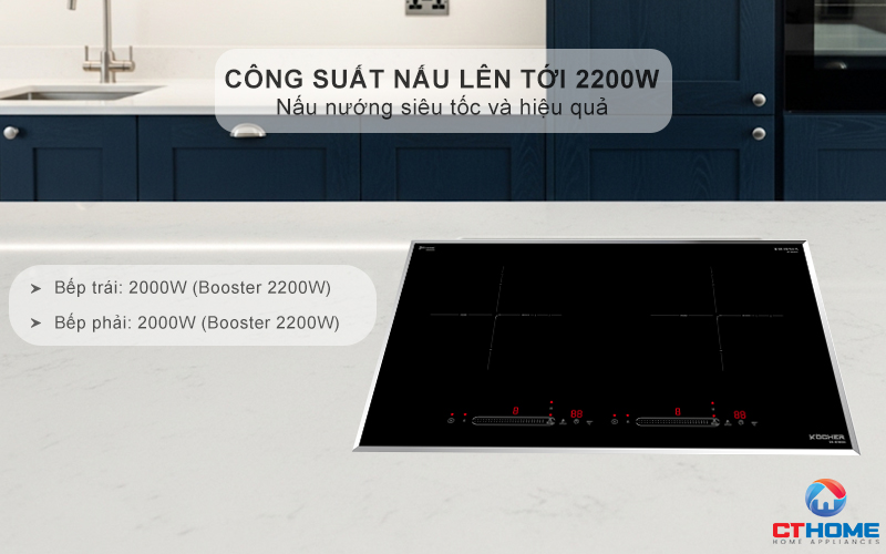 Công suất nấu tối đa lên tới 2200W