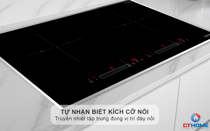 Vùng nấu từ tự nhận biết kích cỡ xoong nồi