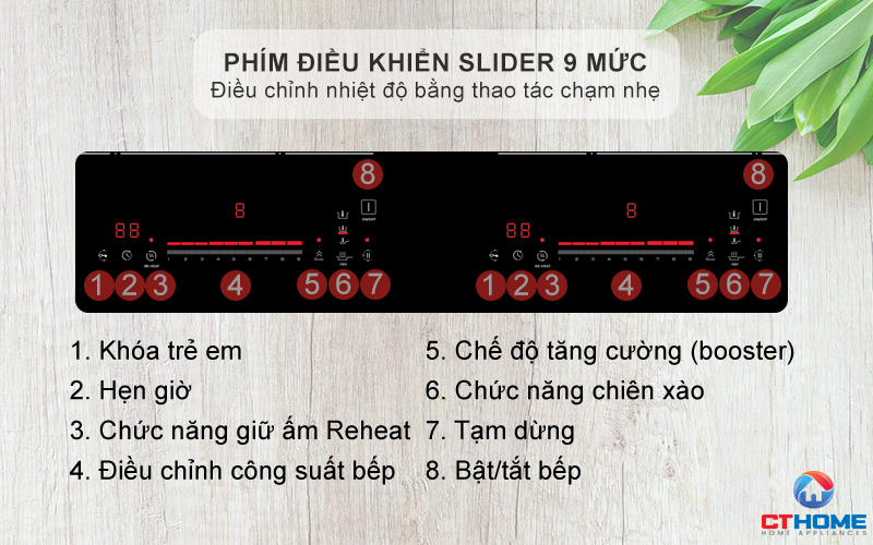 Phím điều khiển Slider 9 mức công suất