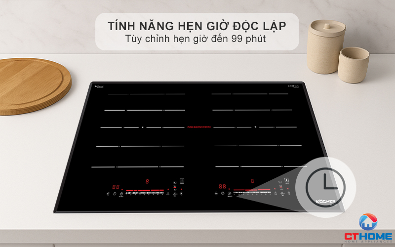 Tính năng hẹn giờ độc lập cho từng vùng nấu