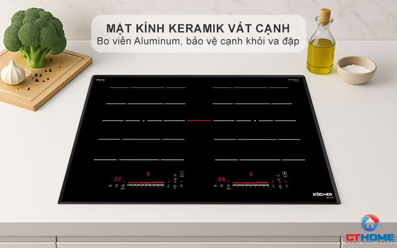 Mặt kính Keramik vát cạnh bo viền Aluminum
