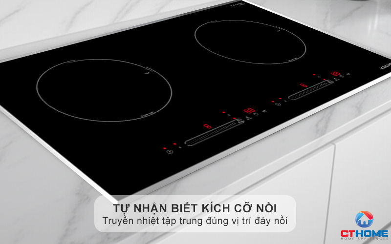 Vùng nấu từ tự nhận biết kích cỡ xoong nồi