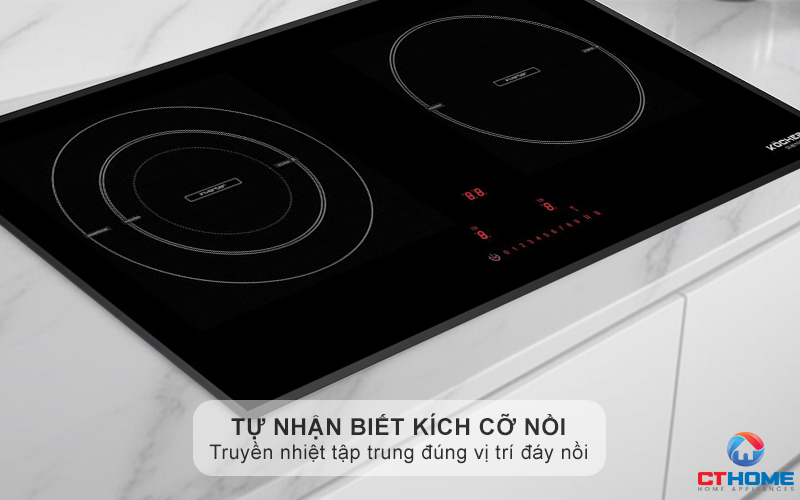 Vùng nấu từ tự nhận biết kích cỡ xoong nồi