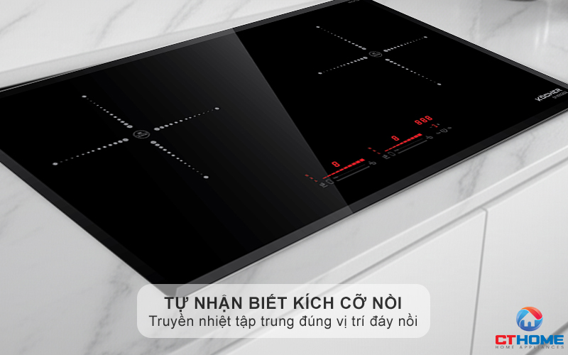 Vùng nấu từ tự nhận biết kích cỡ xoong nồi