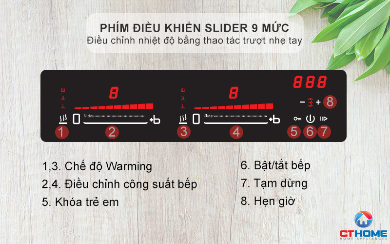 Phím điều khiển slider 9 mức công suất