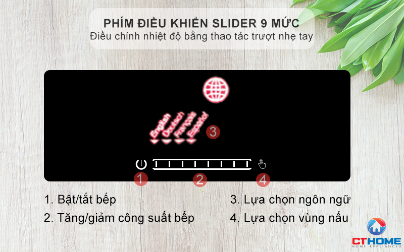 Phím điều khiển slider 9 mức công suất