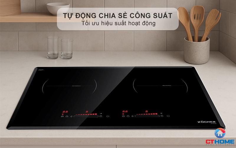 Tự động chia sẻ công suất giữa các vùng nấu