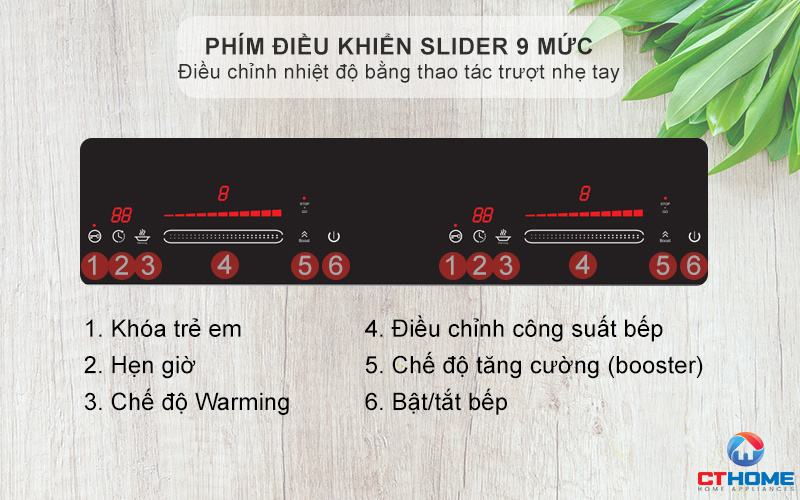 Phím điều khiển slider 9 mức công suất