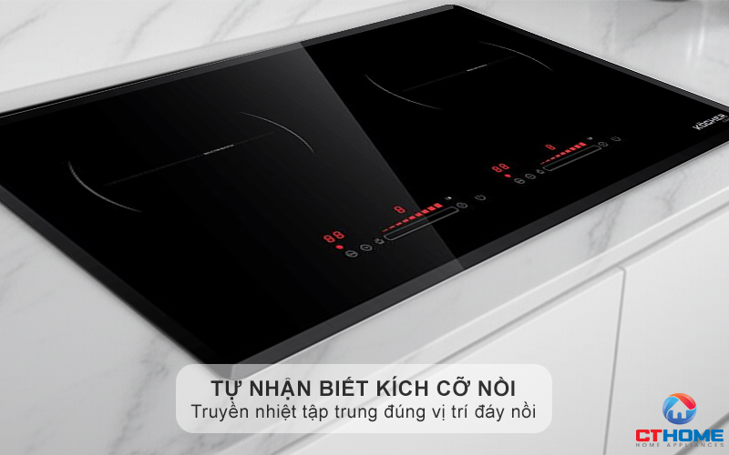 Vùng nấu từ tự nhận biết kích cỡ xoong nồi