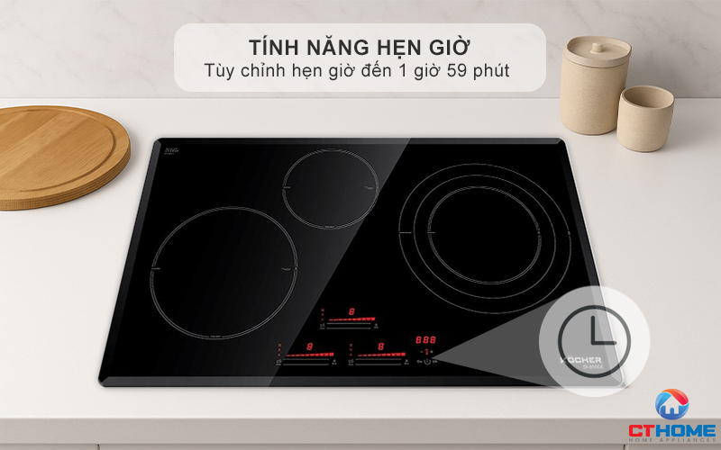 Tính năng hẹn giờ tiện lợi tùy chỉnh đến 1 giờ 59 phút 