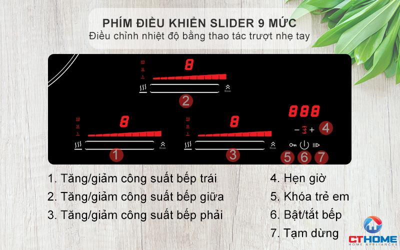 Phím điều khiển slider 9 mức công suất