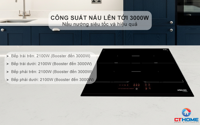 Công suất nấu tối đa lên tới 3000W
