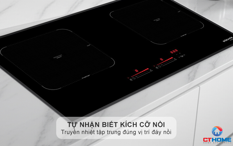 Vùng nấu từ tự nhận biết kích cỡ xoong nồi