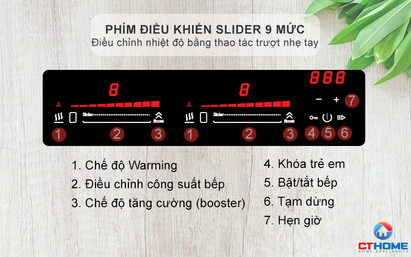 Phím điều khiển slider 9 mức công suất