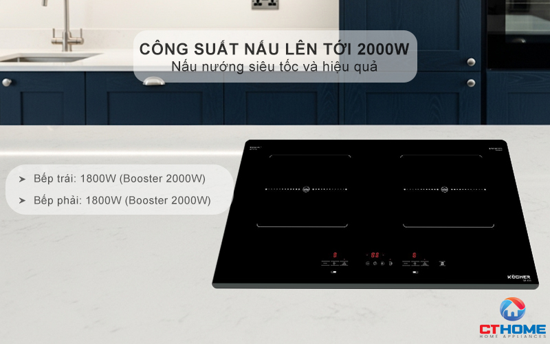 Công suất nấu tối đa lên tới 2000W