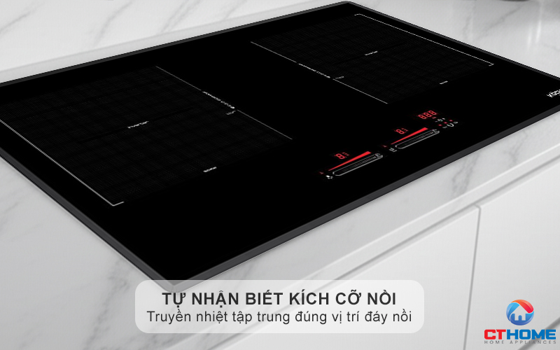 Vùng nấu từ tự nhận biết kích cỡ xoong nồi