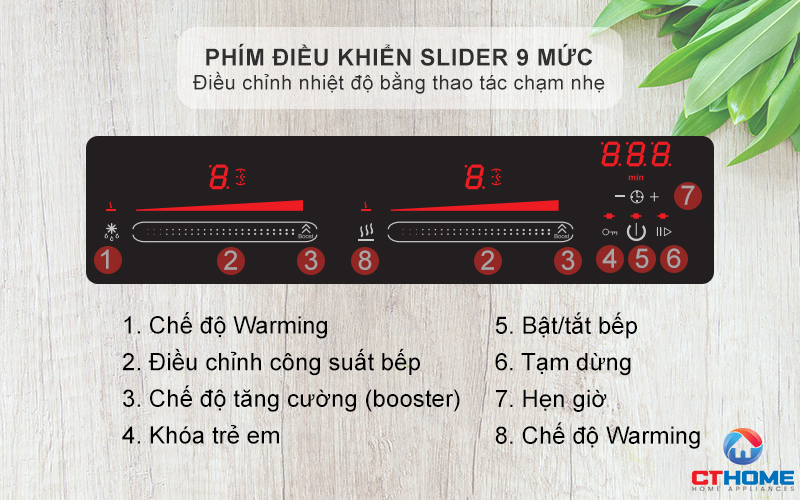 Phím điều khiển slider 9 mức công suất
