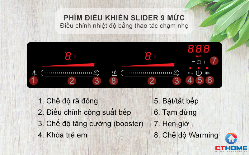 Phím điều khiển slider 9 mức công suất