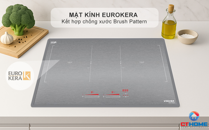 Mặt kính Eurokera cao cấp với công nghệ chống xước Brush Pattern