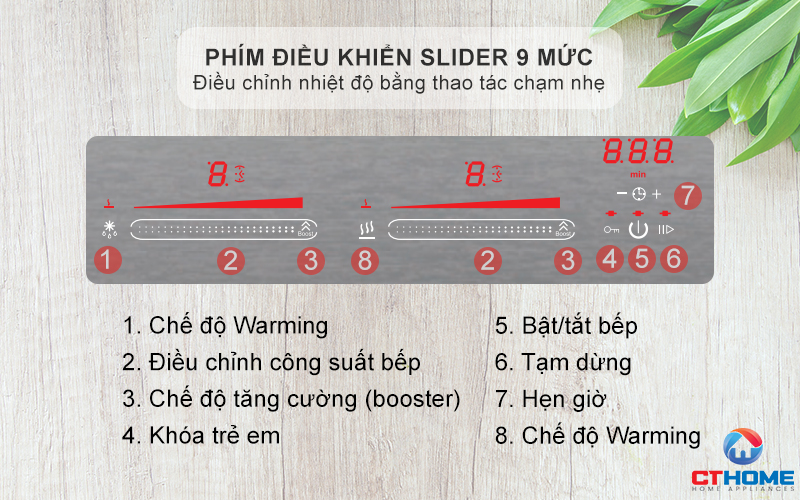 Phím điều khiển slider 9 mức công suất