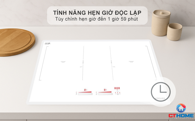 Tính năng hẹn giờ độc lập cho từng vùng nấu