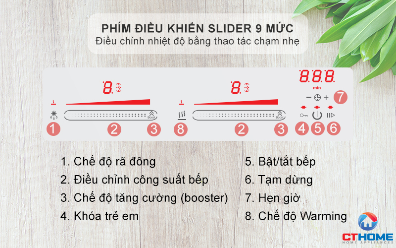 Phím điều khiển slider 9 mức công suất