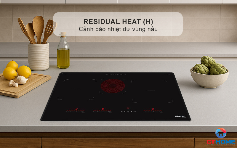 Cảnh báo nhiệt dư vùng nấu Residual heat (H)