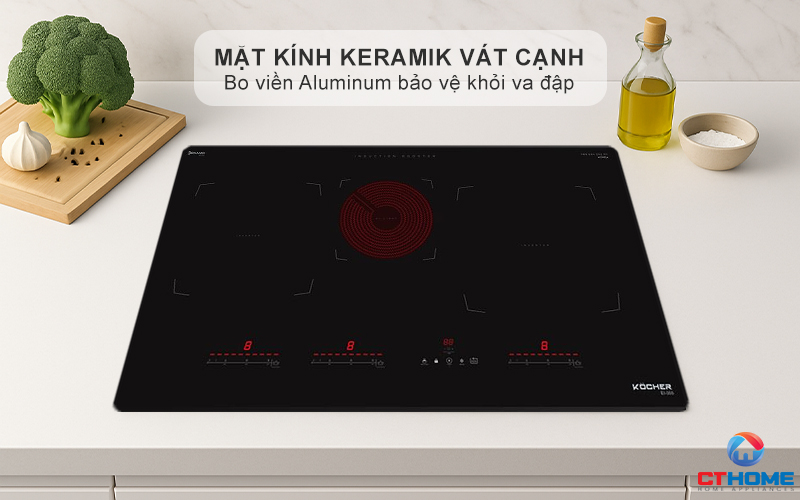 Mặt kính Keramik vát cạnh bo viền Aluminum