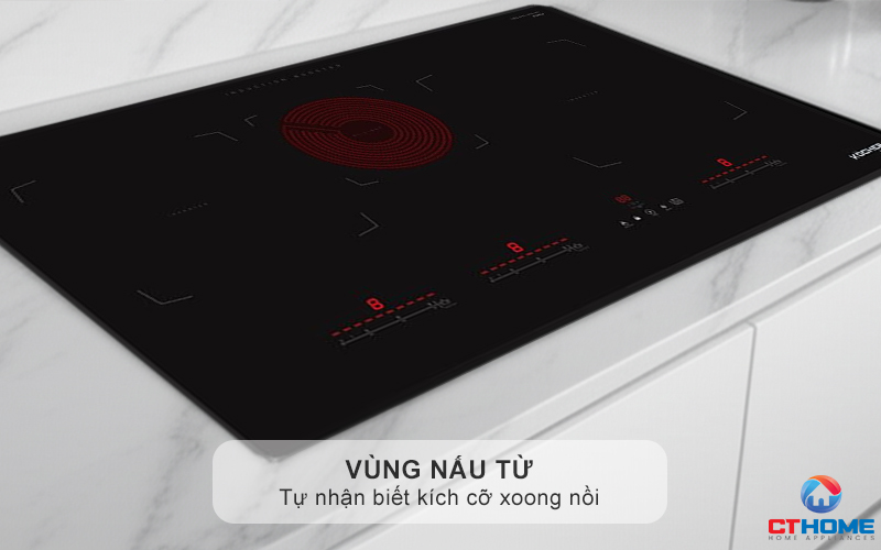 Vùng nấu từ tự nhận biết kích cỡ xoong nồi