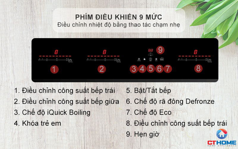 Phím điều khiển 9 mức công suất