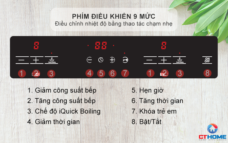 Phím điều khiển 9 mức công suất