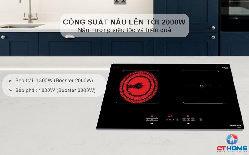 Công suất nấu tối đa lên tới 2000W