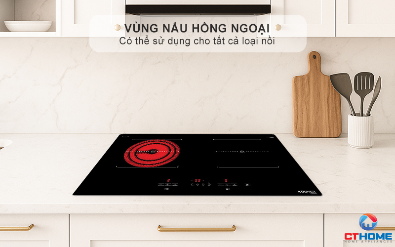 Vùng nấu hồng ngoại có thể sử dụng cho tất cả loại nồi