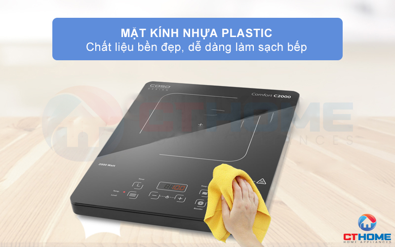 Bề mặt kính nhựa Plastic dễ dàng làm sạch bếp.